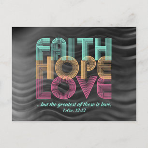 Faith Hope Love Christian Bible Verse Retro Postcard