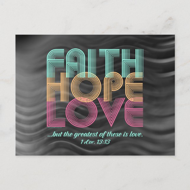 Faith Hope Love Christian Bible Verse Retro Postcard (Front)