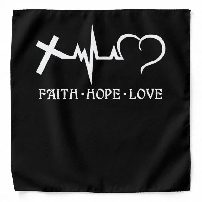 Faith Hope Love Christian Heartbeat Bandana (Front)