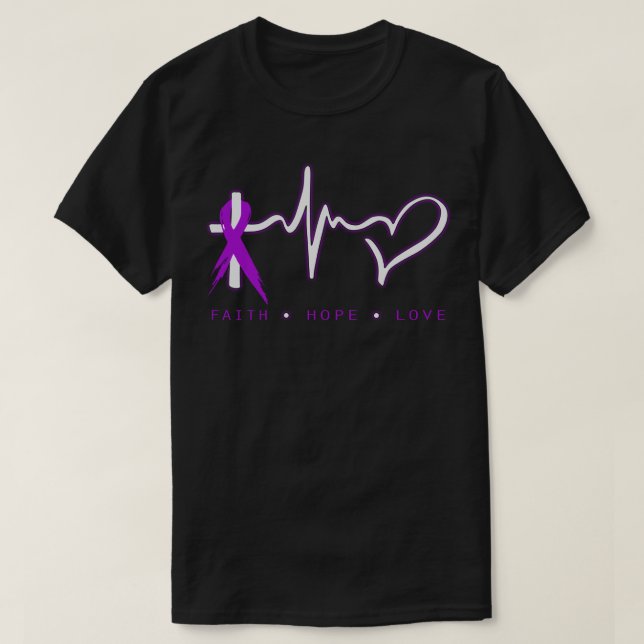 Faith Hope Love Christian Peach Ribbon Warrior  T-Shirt (Design Front)