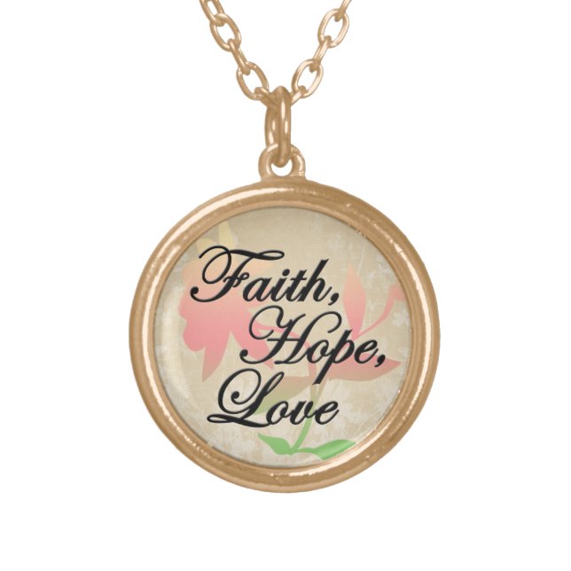 Faith, Hope, Love Christian Pretty Pendant Necklac (Front)