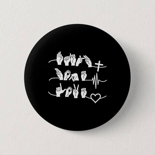 Faith Hope Love - Christian Religion Heartbeat Cro Button (Front)