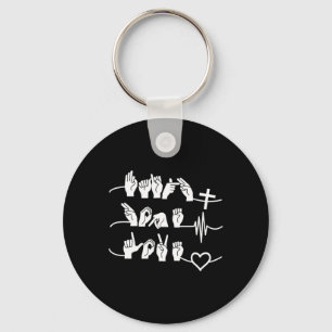 Faith Hope Love - Christian Religion Heartbeat Cro Keychain