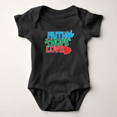 Faith Hope Love Christian Religious Jesus Baby Bodysuit