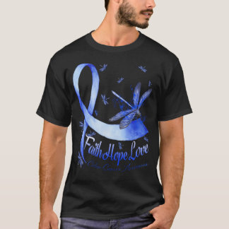 Faith Hope Love Colon Cancer Awareness Dragonfly T-Shirt