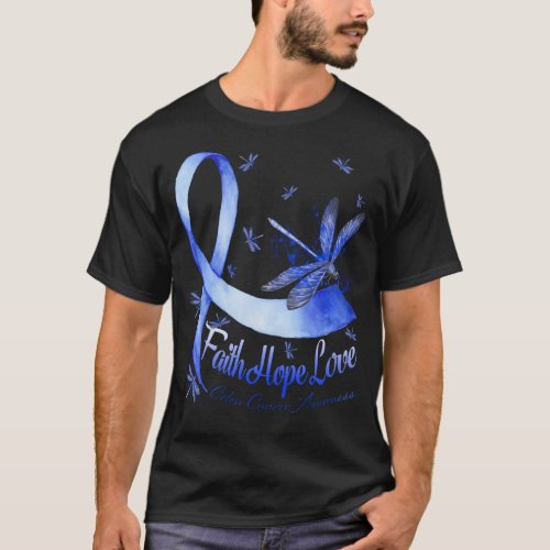 Faith Hope Love Colon Cancer Awareness Dragonfly T_Shirt