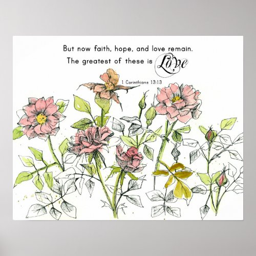 Faith Hope Love Corinthians 13 Scripture Roses