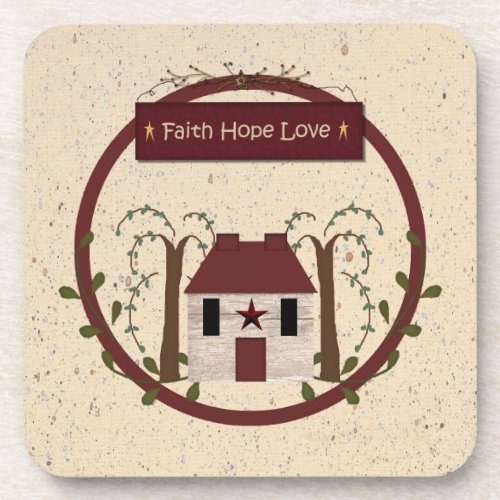 Faith Hope Love Cork Coaster