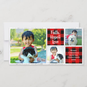 Faith Hope Love Country Blocks Christmas Holiday Card