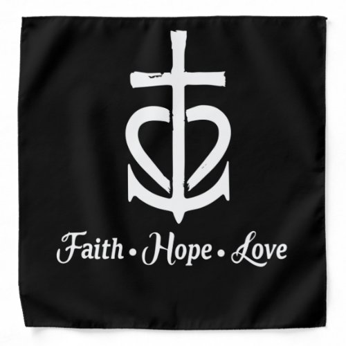 Faith Hope Love Cross Anchor Heart Jesus Bandana