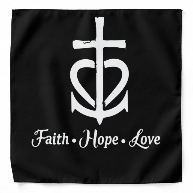 Faith Hope Love Cross Anchor Heart Jesus Bandana (Front)