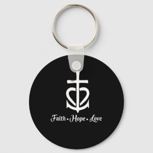 Faith Hope Love Cross Anchor Heart Jesus Keychain