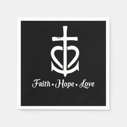 Faith Hope Love Cross Anchor Heart Jesus Napkins