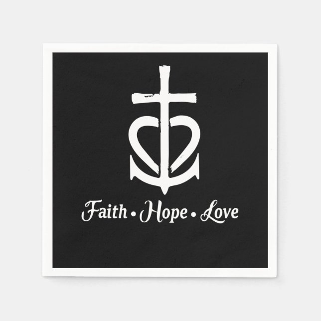 Faith Hope Love Cross Anchor Heart Jesus Napkins (Front)