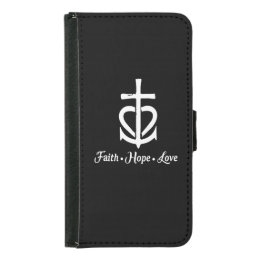 Faith Hope Love Cross Anchor Heart Jesus Samsung Galaxy S5 Wallet Case