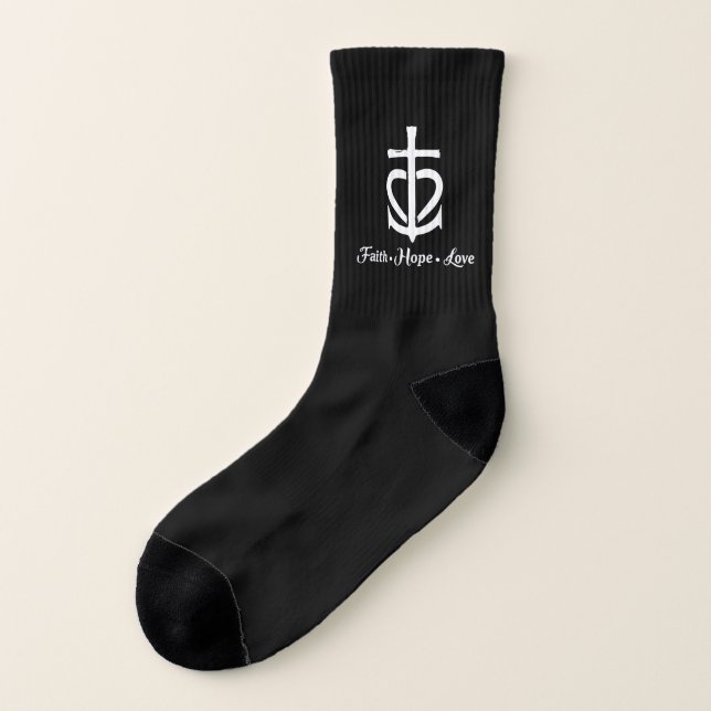 Faith Hope Love Cross Anchor Heart Jesus Socks (Left Outside)