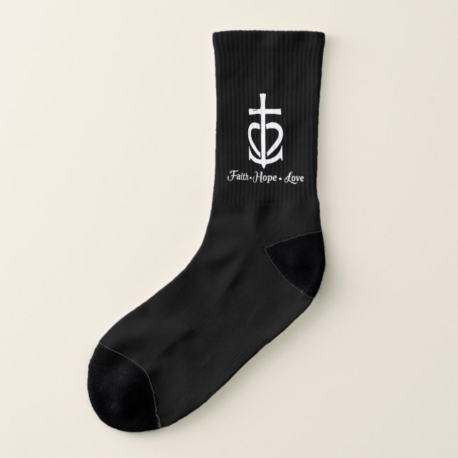 Faith Hope Love Cross Anchor Heart Jesus Socks (Left Outside)