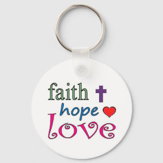 Faith Hope Love Cross Heart Keychain