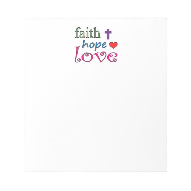 Faith Hope Love Cross Heart Notepad (Front)