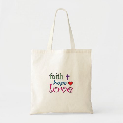 Faith Hope Love Cross Heart Tote Bag
