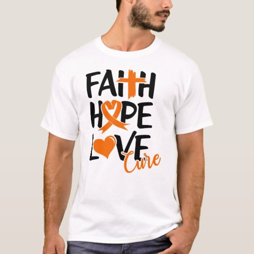 Faith Hope Love Cure Leukemia Cancer Awareness T_Shirt