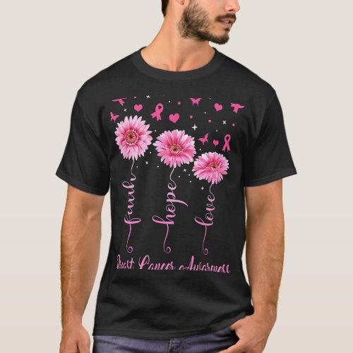faith hope love daisy pink ribbon breast cancer aw T_Shirt
