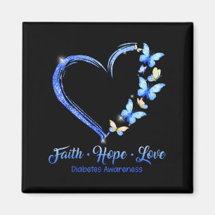 Faith Hope Love Diabetes Awareness Blue Butterflie Magnet