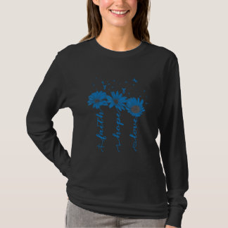 Faith Hope Love Diabetes Awareness Day Blue Ribbon T-Shirt