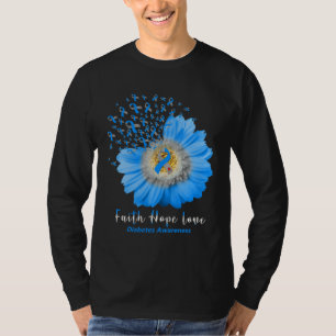 Faith Hope Love Diabetes Awareness Grey Ribbon Dai T-Shirt