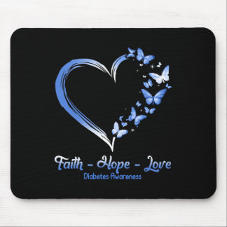 Faith Hope Love Diabetes Awareness Heart Butterfly Mouse Pad