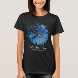 Faith Hope Love Diabetes Awareness Sunflower T-Shirt