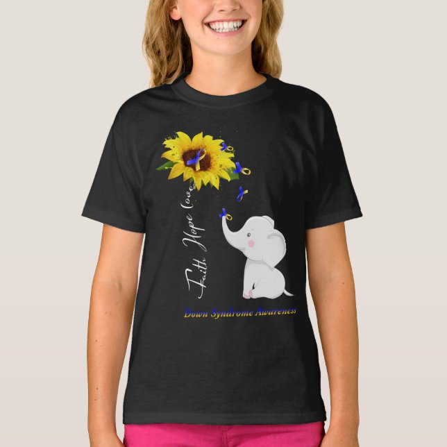 Faith Hope Love Down Syndrome Awareness T-Shirt (Front)