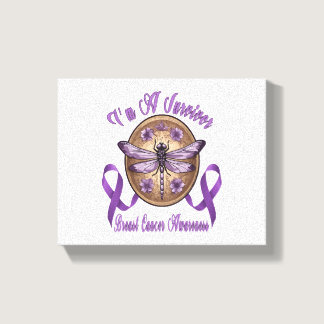 Faith Hope Love Dragonfly Breast Cancer Awareness Canvas Print