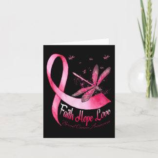 Faith Hope Love Dragonfly Breast Cancer Awareness  Card