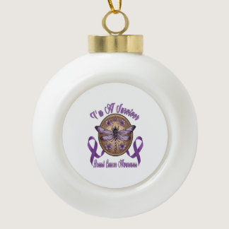 Faith Hope Love Dragonfly Breast Cancer Awareness Ceramic Ball Christmas Ornament