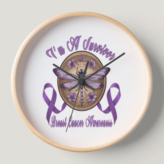 Faith Hope Love Dragonfly Breast Cancer Awareness Clock