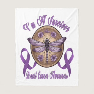 Faith Hope Love Dragonfly Breast Cancer Awareness Fleece Blanket