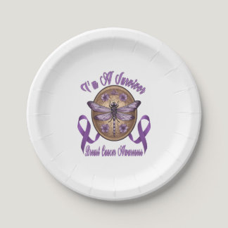 Faith Hope Love Dragonfly Breast Cancer Awareness Paper Plates
