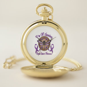 Faith Hope Love Dragonfly Breast Cancer Awareness Pocket Watch