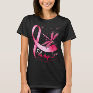 Faith Hope Love Dragonfly Breast Cancer Awareness  T-Shirt