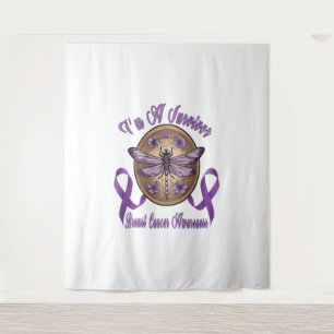 Faith Hope Love Dragonfly Breast Cancer Awareness Tapestry