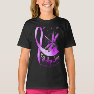 Faith Hope Love Dragonfly Pancreatic Cancer T-Shirt