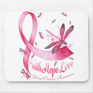 Faith Hope Love Dragonfly Pink Ribbon Breast Mouse Pad