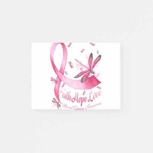 Faith Hope Love Dragonfly Pink Ribbon Breast Post_it Notes