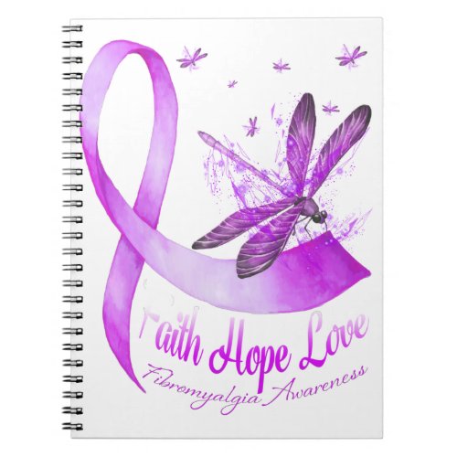 Faith Hope Love Dragonfly Purple Ribbon Fibromyalg Notebook