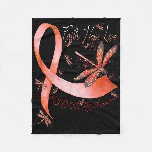 Faith Hope Love Dragonfly Rsd Crps Awareness  Fleece Blanket (Front)