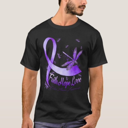 Faith Hope Love Elder Abuse Awareness Dragonfly T_Shirt