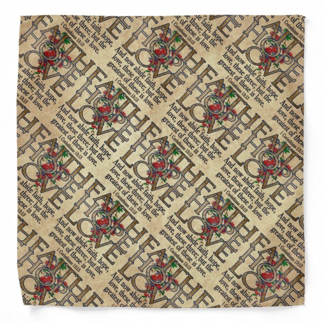 Faith Hope Love Elegant Bible Scripture Christian Bandana (Front)