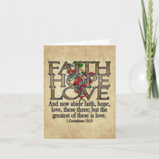 Faith Hope Love Elegant Bible Scripture Christian Card