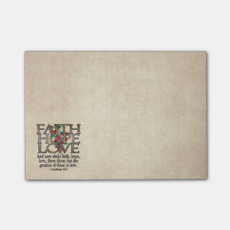 Faith Hope Love Elegant Bible Scripture Christian Post-it Notes